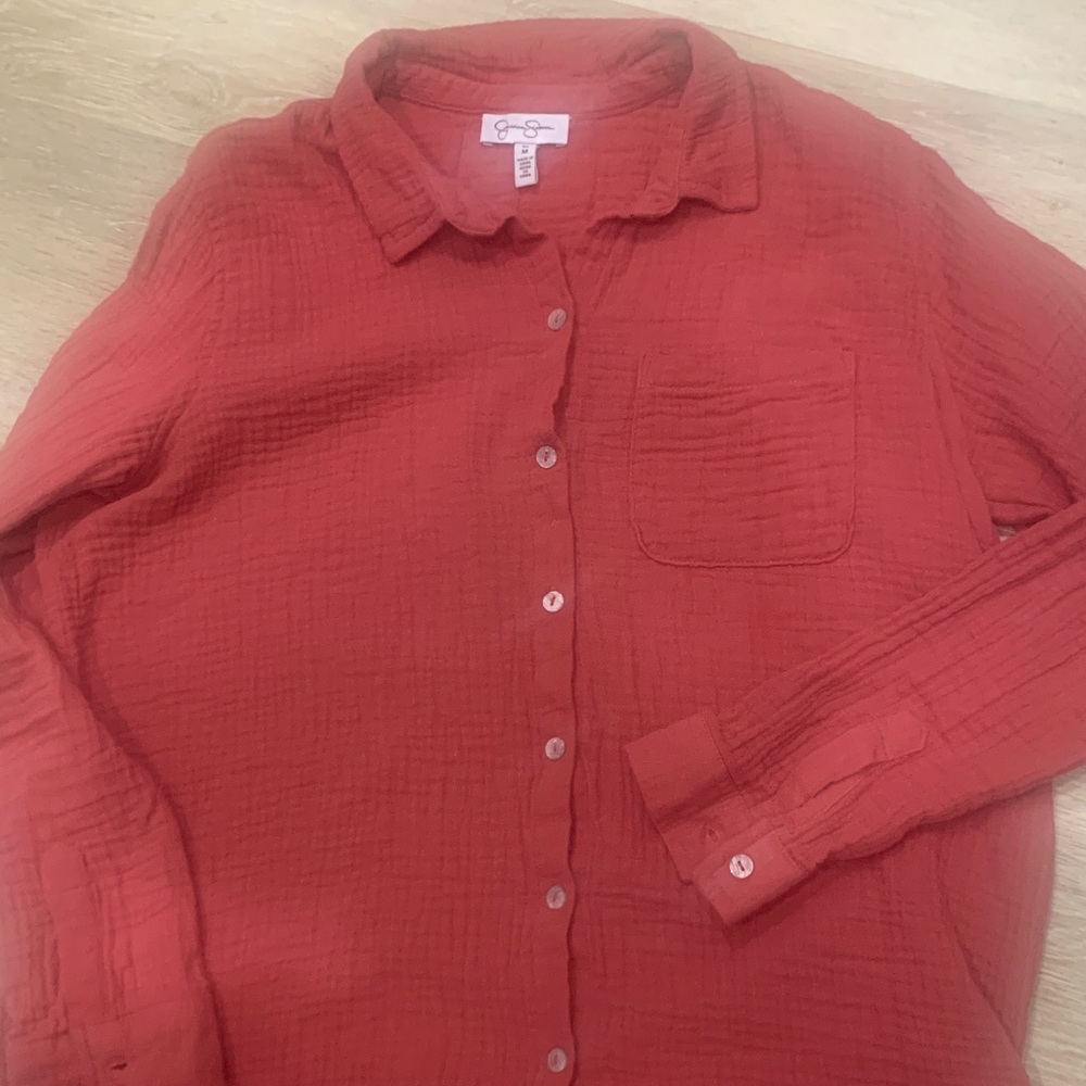 Jessica Simpson Red Textured Shirt